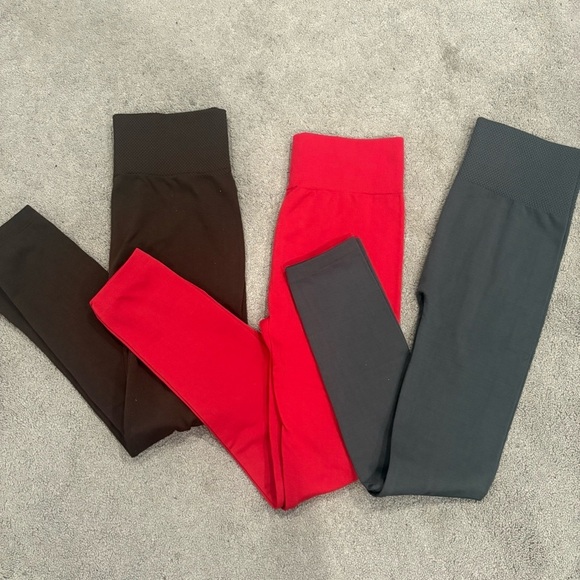 Pants - Women’s plus size leggings lot of 3 Red Brown and gray